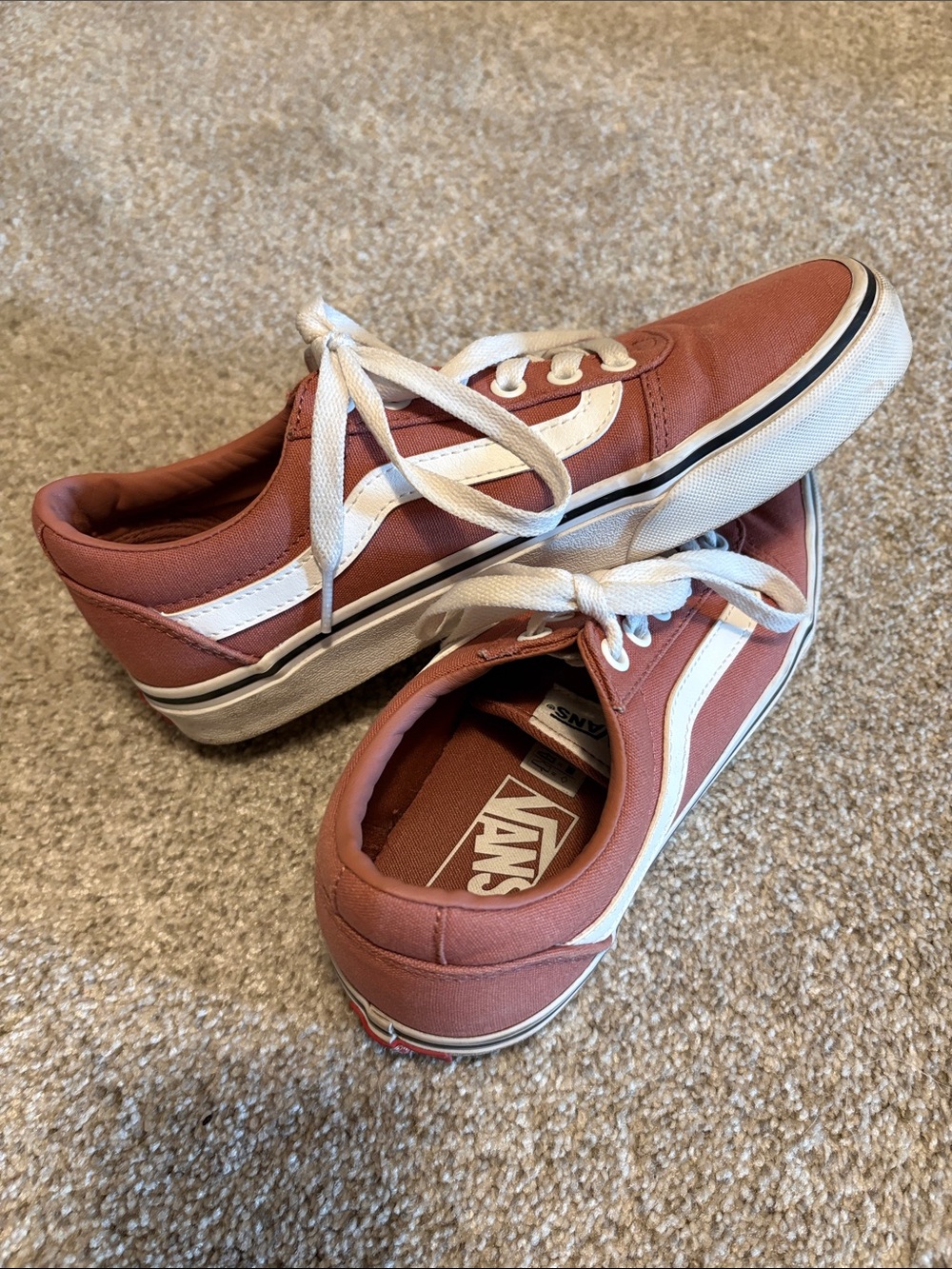 Women’s size 8 Vans in Dusty Rose and White